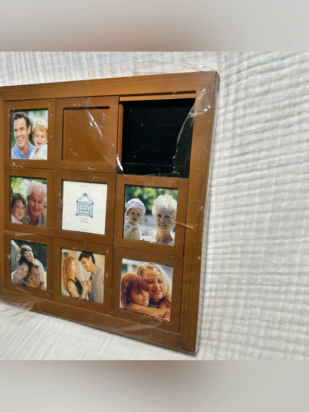 VTG 90 Interactive Sliding Collage Picture Frame-Desktop Nostalgia Faux Wood NOS
